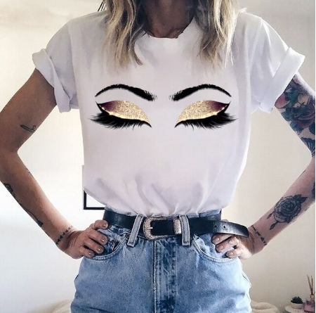 T-shirt avec imprimé Glamour Lashes - M